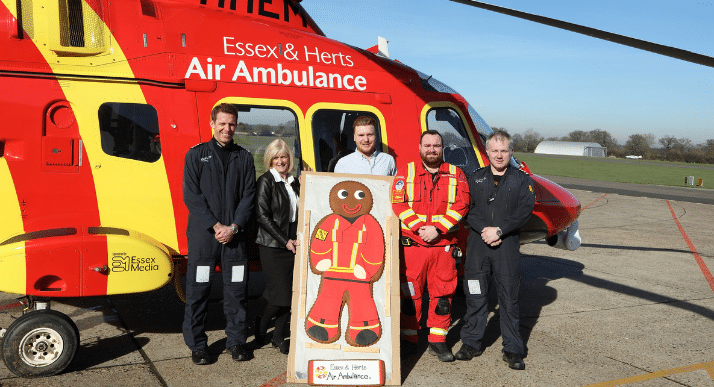 Air Ambulance crew gets a teatime treat from giant gingerbread man
