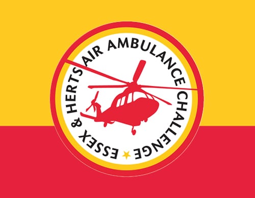 Essex & Herts Air Ambulance yellow and red badge