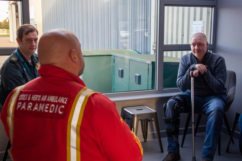 Patient speaking with EHAAT Paramedic