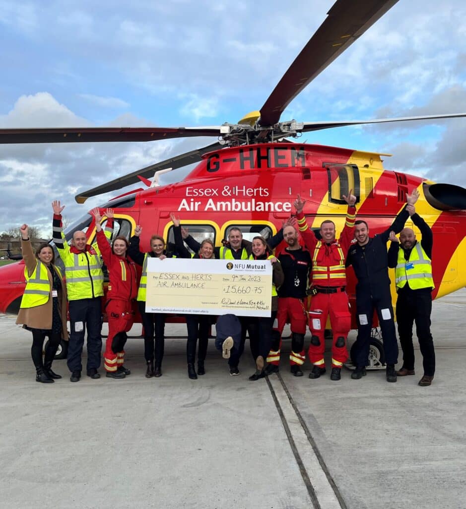 Cheque presentation with crew and fundraisers