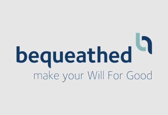 Bequeathed make your will for good logo in blue