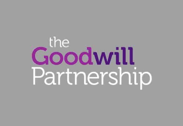 The Goodwill Partnership logo white and purple