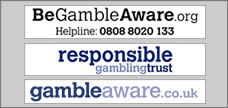 Image showing the BeGambleAware.org, responsible gambling trust and gambleaware.co.uk logos